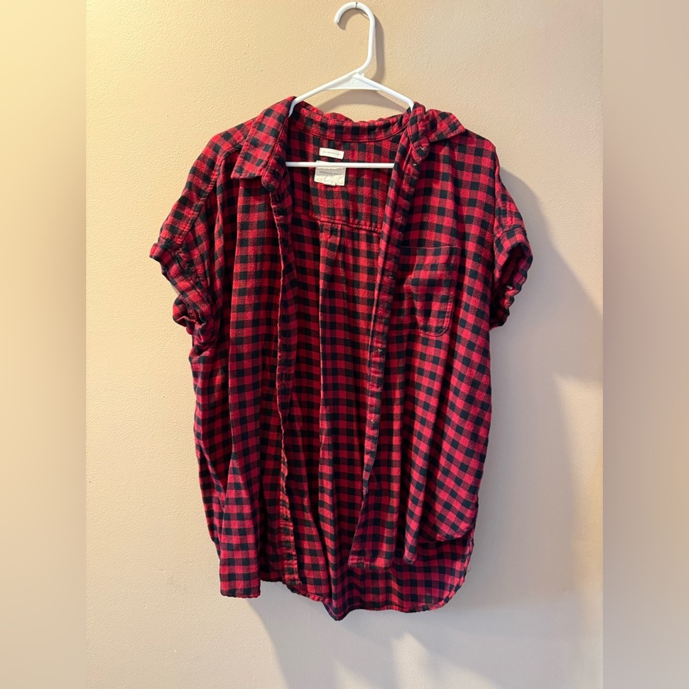 American Eagle Outfitters Red and Black Checkered Shirt